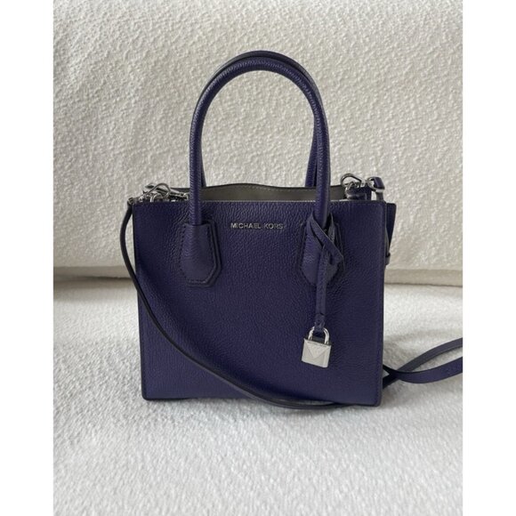 NWT Michael Kors Mercer Medium Messenger Crossbody Leath Bag in Iris - Picture 2 of 7